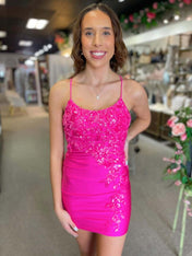 Sparkly Bodycon Short Homecoming Dress with Appliques