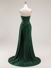 Sparkly Mermaid Strapless Corset Ruched Long Prom Dress