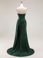 Sparkly Mermaid Strapless Corset Ruched Long Prom Dress