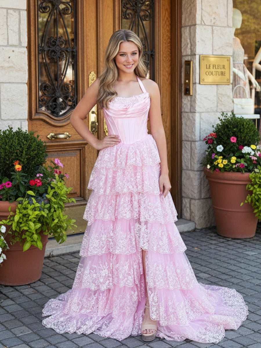 SparklyPinkCorsetLaceTieredRuffledLongPromDresswithSlit.jpg