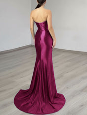 Sparkly Strapless Beaded Corset Satin Long Prom Dress