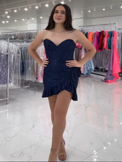 Sparkly Black Tight Short Corset Homecoming Dress with Beading