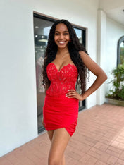 Sparkly Fuchsia Sequins Sweetheart Bodycon Homecoming Dress