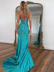 Sparkly Mermaid Keyhole Long Beaded Prom Dress with Slit
