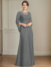 A-Line/Princess Scoop Floor-Length Mother of the Bride Dresses with Pleated & Sequins