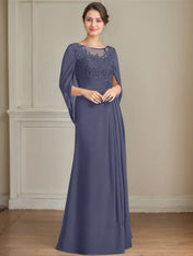A-Line/Princess Scoop Floor-Length Mother of the Bride Dresses with Pleated & Sequins