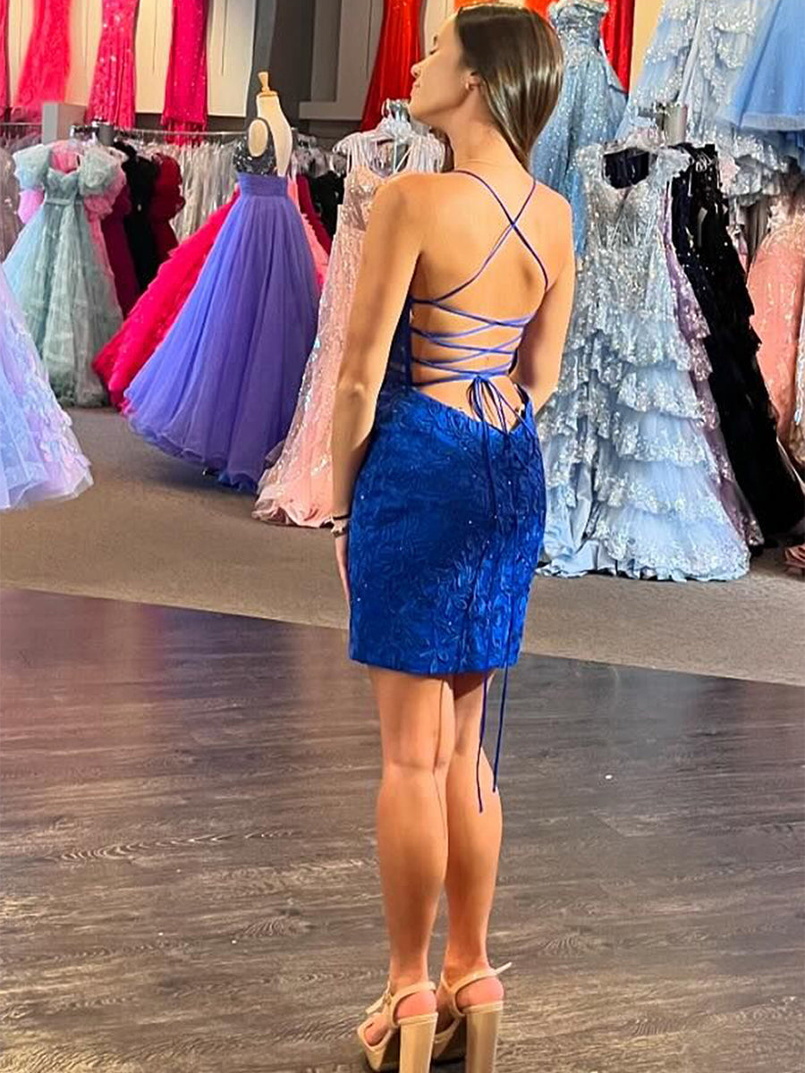 Stormy Lace Spaghetti Straps Tight Short Corset Homecoming Dress