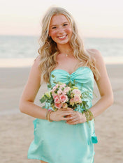 Strapless Twist Short Homecoming Dress with Keyhole