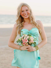 Strapless Twist Short Homecoming Dress with Keyhole