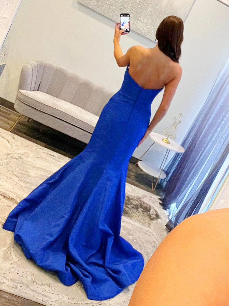 Strapless Bow-Bodice Mermaid Prom Dress with Cutout