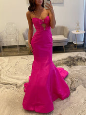 Strapless Bow-Bodice Mermaid Prom Dress with Cutout