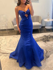 Strapless Bow-Bodice Mermaid Prom Dress with Cutout
