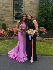Strapless Mermaid Ruffle Long Prom Dress with Slit