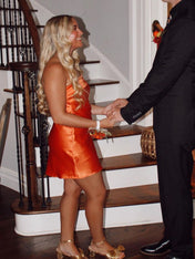 Strapless Satin A-line Short Homecoming Dress