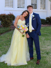 Strapless Lace Appliques Long Prom Dress with Slit
