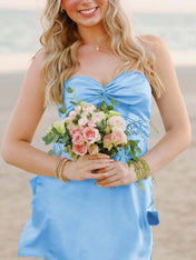 Strapless Twist Short Homecoming Dress with Keyhole