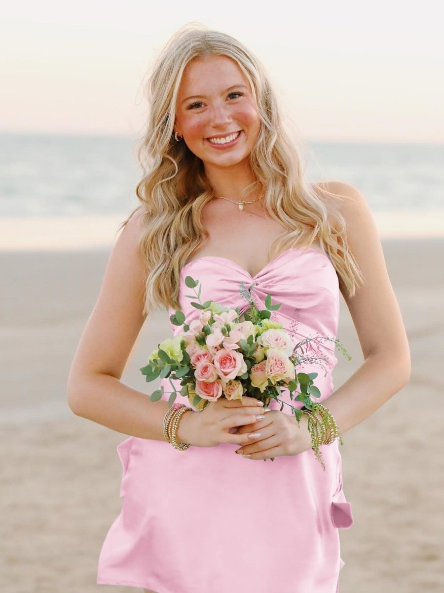 Strapless Twist Short Homecoming Dress with Keyhole