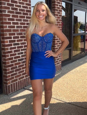 Strapless Bodycon Sweetheart Corset Short Homecoming Dress