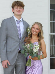 Straps Ruched Mermaid Long Prom Dress with Slit