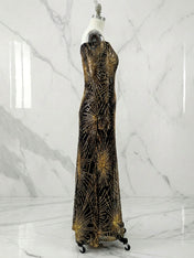 Stunning Black Off-the-Shoulder Starburst Sequin Mermaid Prom Dress