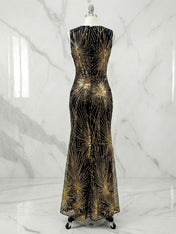 Stunning Black Starburst Sequin Mermaid Long Prom Dress