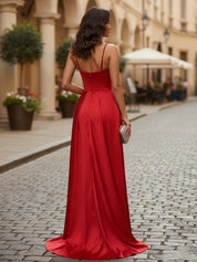 Sweetheart Satin Corset Long Prom Dress with Slit