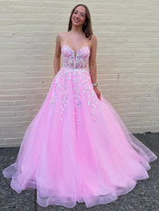 Sweetheart Strapless Long Corset Prom Dress with Appliques