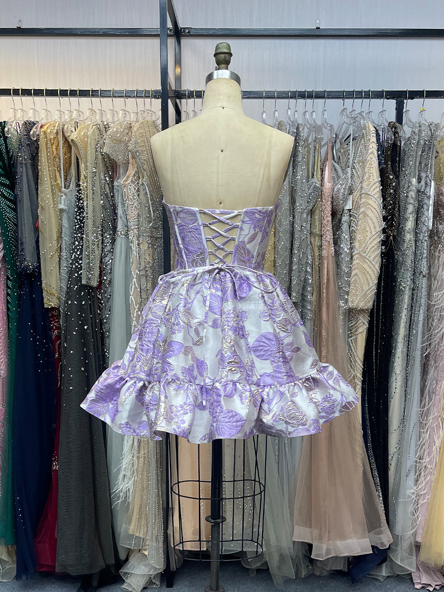 Sweetheart A-Line Floral Print Short Homecoming Dress