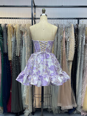 Sweetheart A-Line Floral Print Short Homecoming Dress