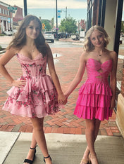 Sweetheart Strapless A-Line Tiered Homecoming Dress