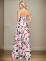 A-Line Off the Shoulder Satin Floral Mother of the Bride Dress
