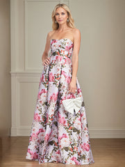 A-Line Off the Shoulder Satin Floral Mother of the Bride Dress