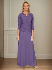 Robe veste en dentelle pailletée et jupe en satin avec veste ouverte 