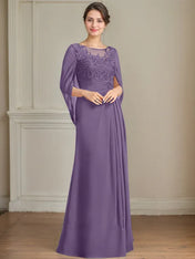 A-Line/Princess Scoop Floor-Length Mother of the Bride Dresses with Pleated & Sequins