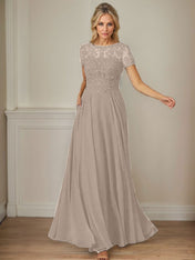 Dark Navy A-Line Boatneck Sequins Chiffon Dress