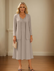 Chiffon Skirt Mother of The Bride Dress with Open Jacket