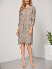 A-line Scoop Knee-Length Chiffon Lace Mother of the Bride Dress With Jacket