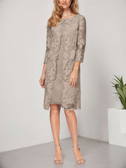 A-line Scoop Knee-Length Chiffon Lace Mother of the Bride Dress With Jacket