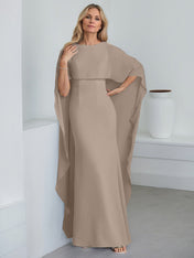 Sheath Scoop Floor-Length Chiffon Mother of the Bride Dress With Cascading Ruffles