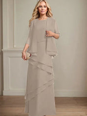 Robe fourreau en mousseline de soie pour mère de la mariée, longueur au sol 