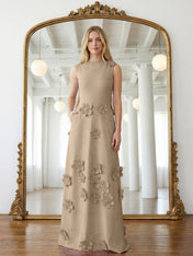 Lavender Boat Neck Formal Gown with Cascading 3D Flowers