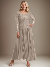 A-line Square Ankle-Length Chiffon Mother of the Bride Dress With Pleated