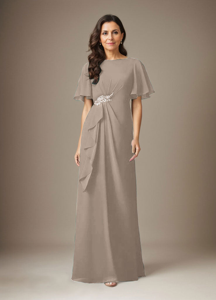 Dark Navy Sheath Beaded Chiffon Dress