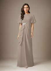 Dark Navy Sheath Beaded Chiffon Dress