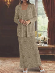 Robes de mère de la mariée en mousseline avec paillettes et veste 
