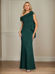 Trumpet/Mermaid One Shoulder Sleeveless Stretch Crepe Mother of the Bride Dress With Bow