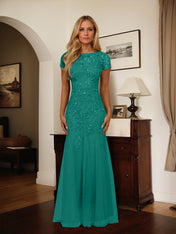 Dark Navy Mermaid Scoop Sequins Tulle Dress