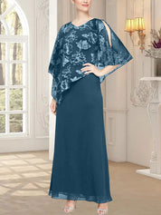 Robe longue en maille pailletée avec corsage asymétrique fantaisie superposé 