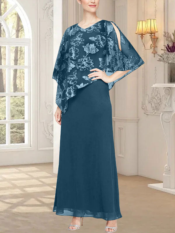 Long Glitter Mesh Dress with Novelty Asymmetric Overlay Bodice