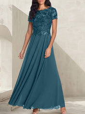 Charcoal Grey A-Line Scoop Long Mother of the Bride Dress With Beadings